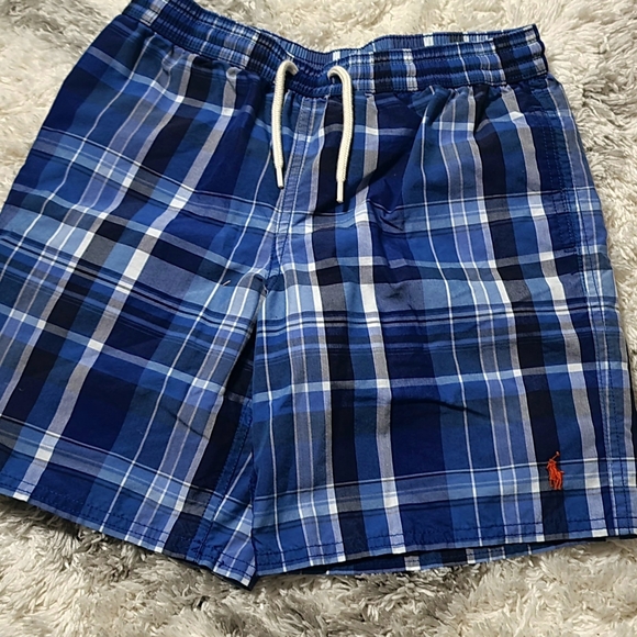 Polo Ralph Lauren Swimwear Blue and White Plaid Shorts Size M (10 - 12) - Picture 2 of 11